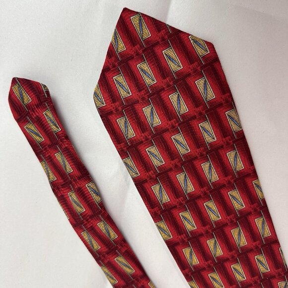 Vintage Robert Talbott Red Black Geometric Print Men’s Silk Tie Made In‎ USA - Picture 5 of 7